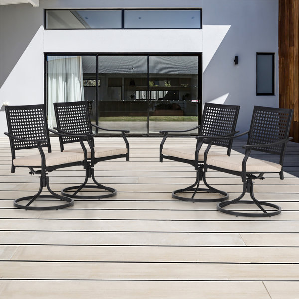 Wayfair Metal Outdoor Dining Armchair with Cushion & Reviews Wayfair